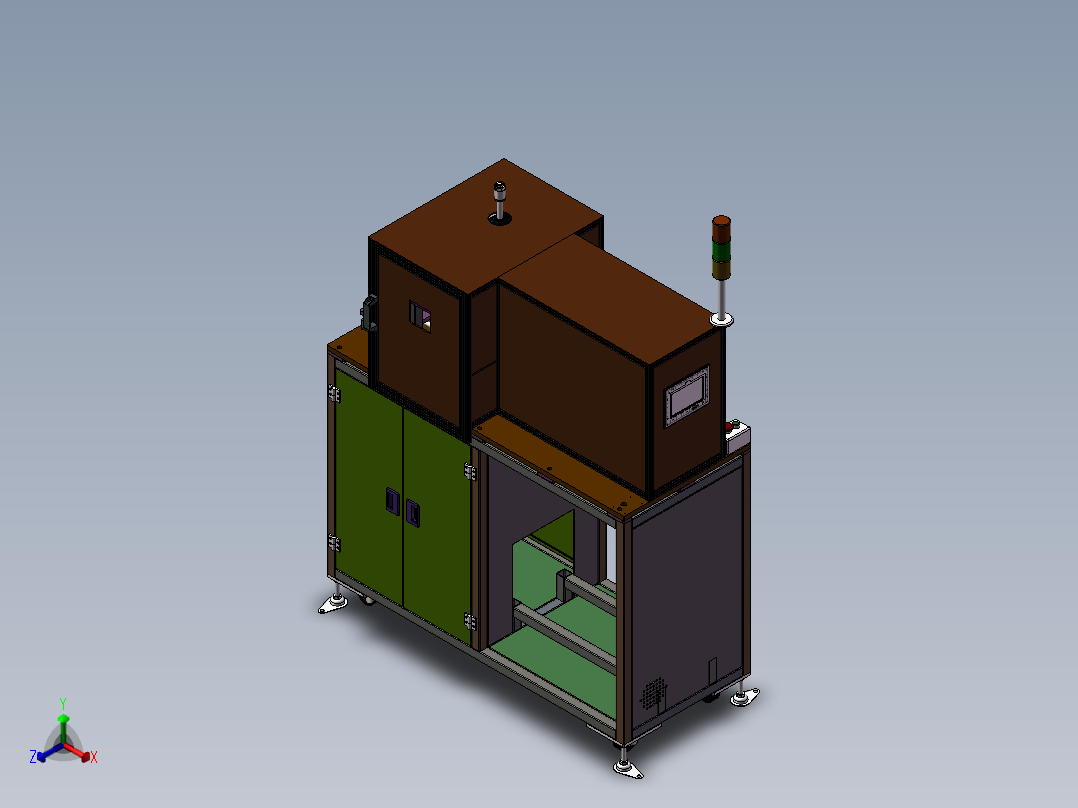 三工位切料根设备 3D模型正等轴测图