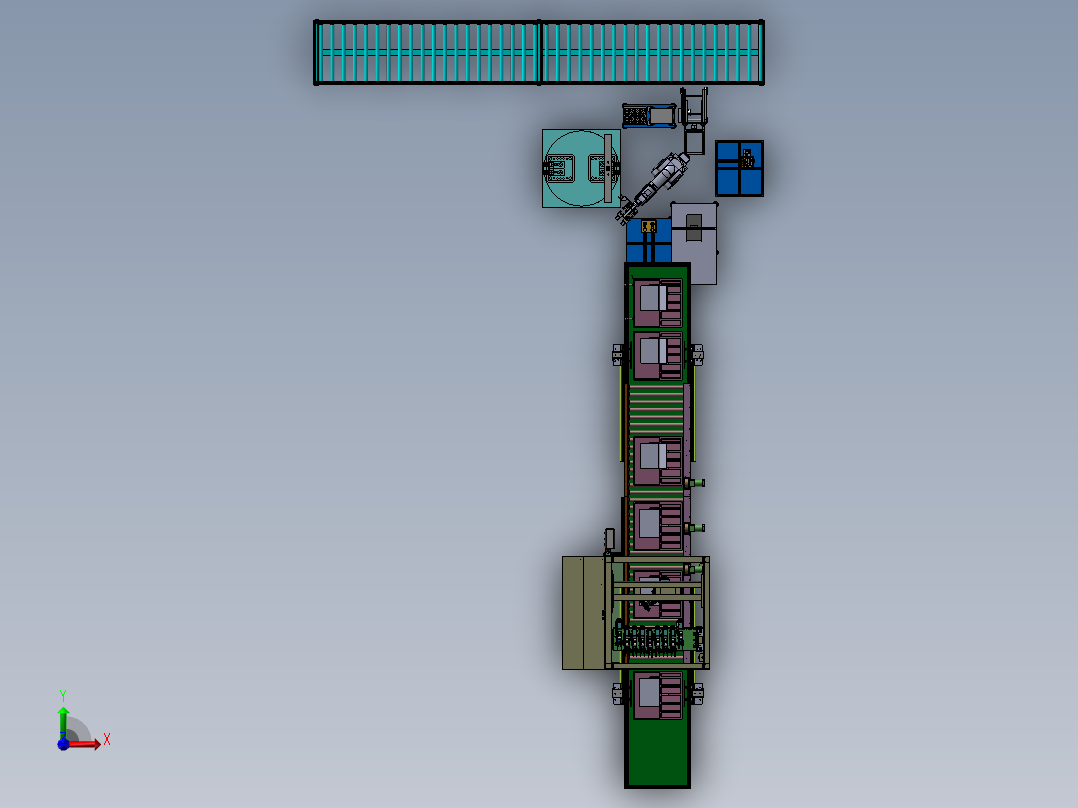 全自动化电脑组装生产线sw17前视图