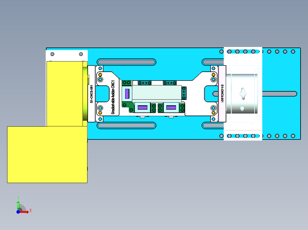 小型不锈钢铰链支架开粗CNC治具模型前视图