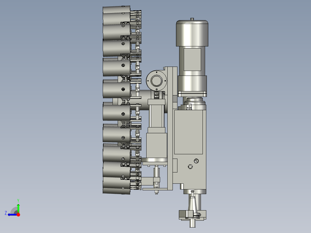 CNC数控加工中心圆盘式刀库右视图