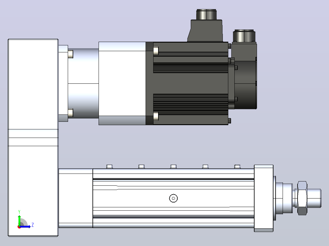 MTA80-100-P10-FF-P-K□-P1500（2000）W-S3 MTA80电动缸 最大负载35KN 额定负载30KN 1500(2000)W电机间接安装 配减速机左视图