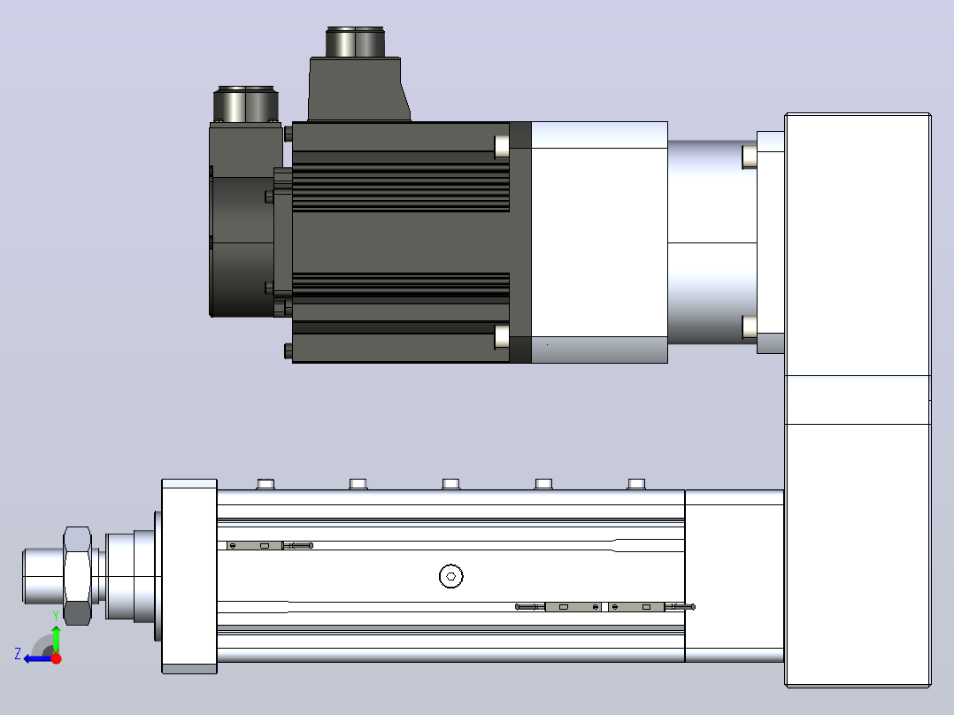MTA80-100-P10-FF-P-K□-P1500（2000）W-S3 MTA80电动缸 最大负载35KN 额定负载30KN 1500(2000)W电机间接安装 配减速机右视图