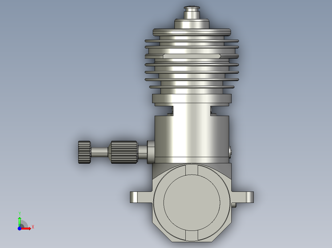单缸发动机3D模型前视图