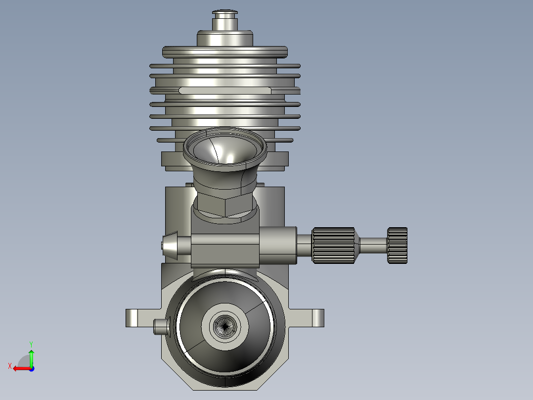 单缸发动机3D模型后视图