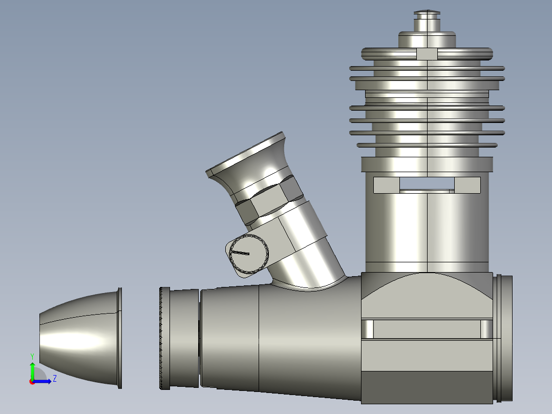 单缸发动机3D模型左视图