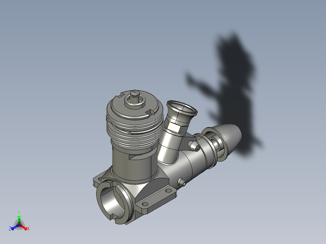 单缸发动机3D模型正等轴测图