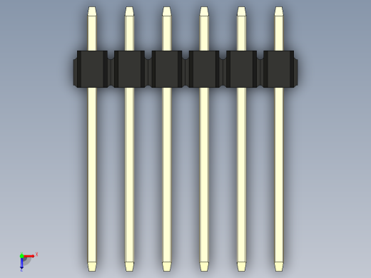彩色公头100mil（2.54mm）系列-DS1021_black_1x06p_100mil_Type5_rev1.0俯视缩略图