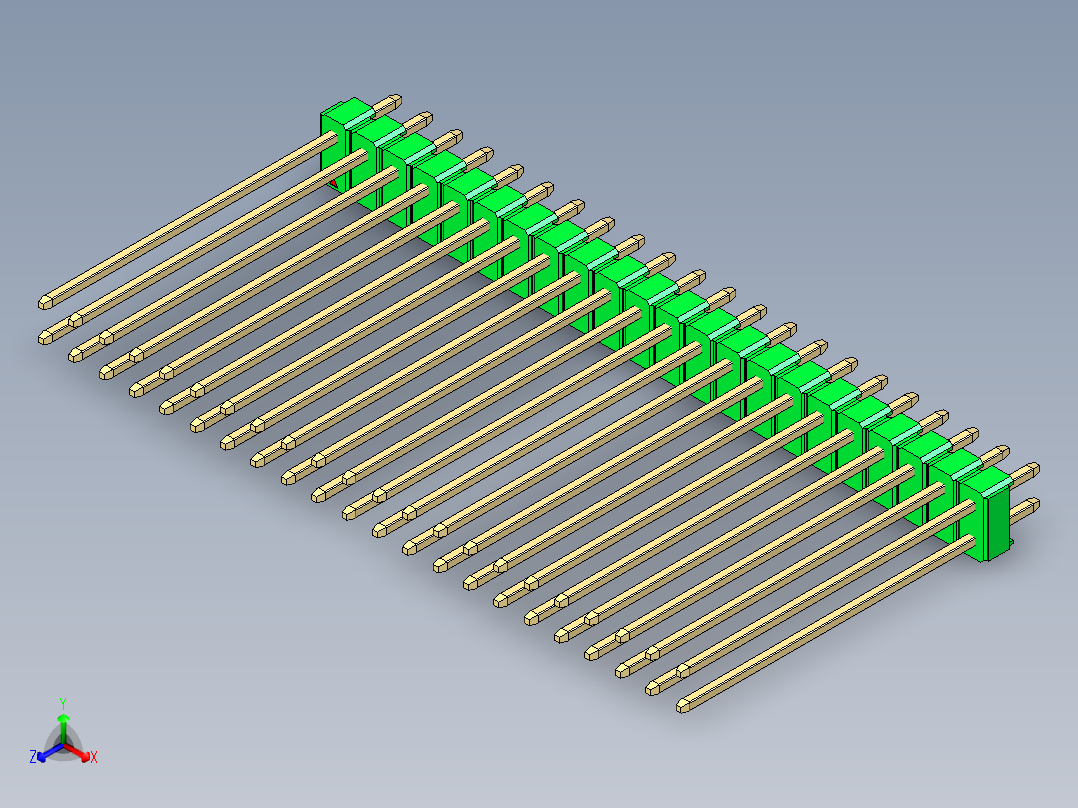 彩色公头100mil（2.54mm）系列-DS1021_green_2x22p_100mil_Type43_rev1.0主视图