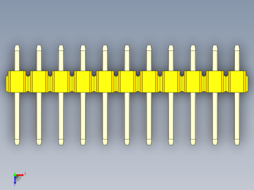 彩色公头100mil（2.54mm）系列-DS1021_yellow_3x11p_100mil_Type1_rev1.0俯视缩略图