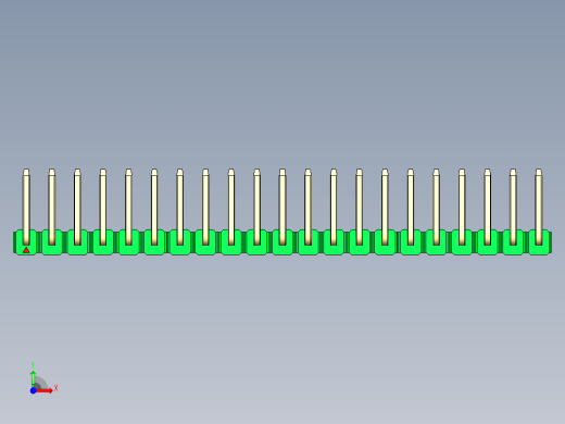 彩色公排针 100mil 2.54mm 系列-DS1022_green_21p_100mil_TypeU_rev1.0前视缩略图