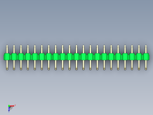 彩色公排针 100mil 2.54mm 系列-DS1022_green_21p_100mil_TypeU_rev1.0俯视缩略图