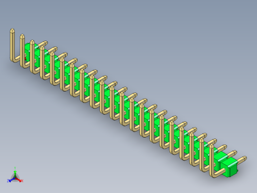 彩色公排针 100mil 2.54mm 系列-DS1022_green_21p_100mil_TypeU_rev1.0正等轴测缩略图