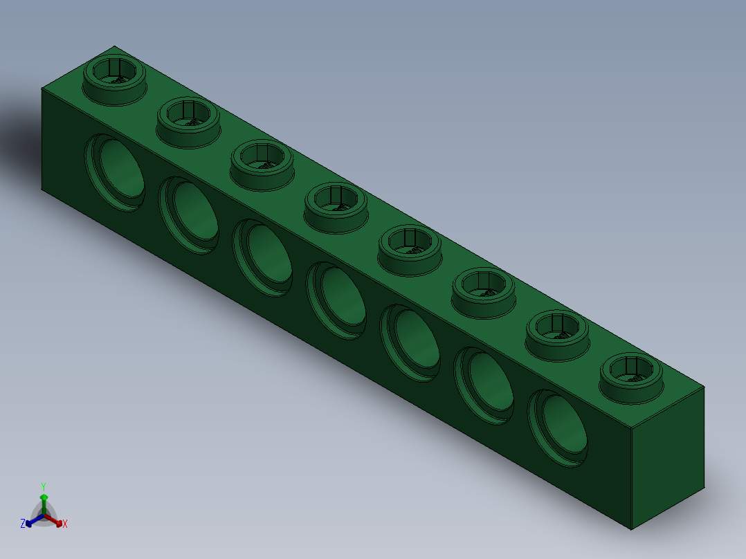 乐高机械组积木（横梁）-4200546 - 3702 Dark Green Technic Brick 1 x 8 with Holes