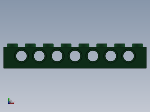 乐高机械组积木（横梁）-4200546 - 3702 Dark Green Technic Brick 1 x 8 with Holes前视缩略图