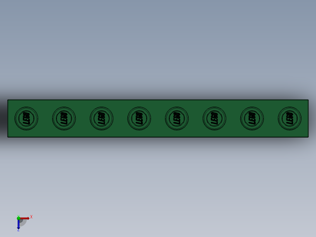 乐高机械组积木（横梁）-4200546 - 3702 Dark Green Technic Brick 1 x 8 with Holes俯视图