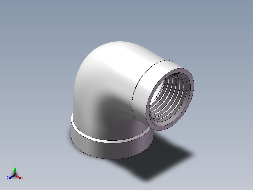 弯头-异径内丝 DN15-DN10正等轴测图