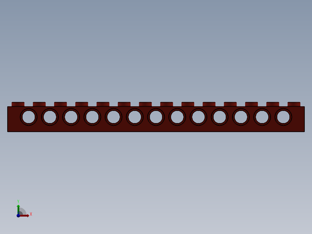 乐高机械组积木（横梁）-4173800 - 32018 Bright Red Technic Brick 1 x 14 with Holes前视图