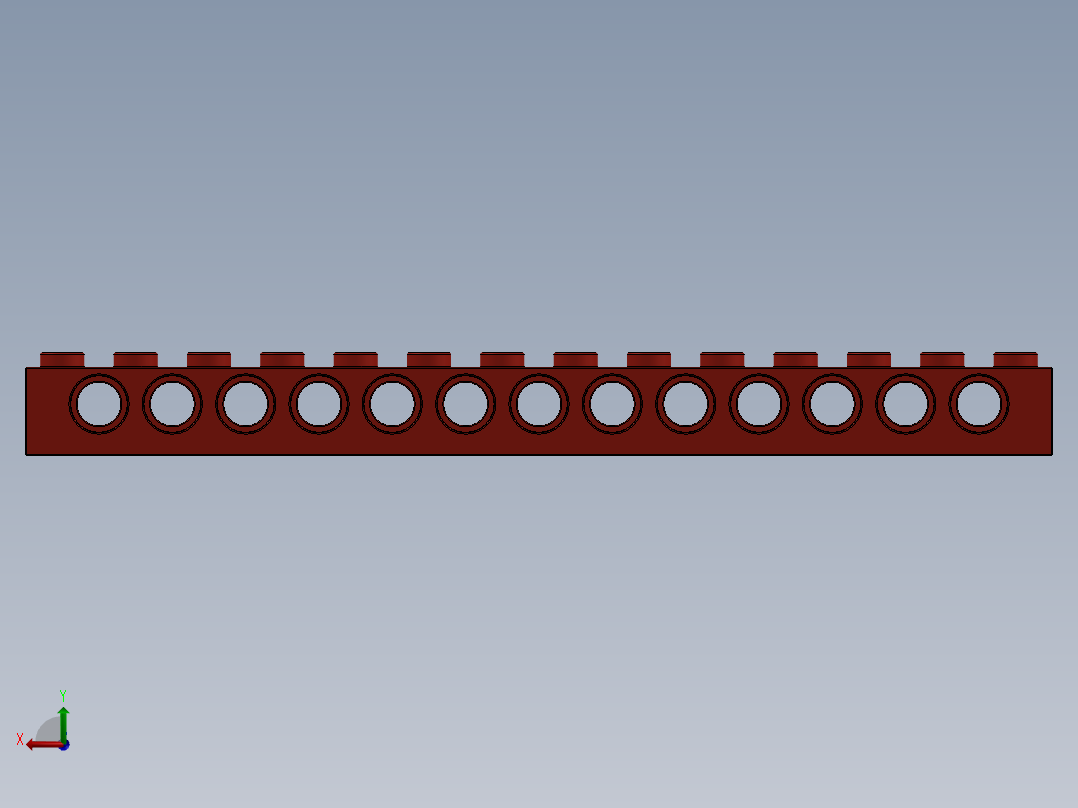 乐高机械组积木（横梁）-4173800 - 32018 Bright Red Technic Brick 1 x 14 with Holes后视图