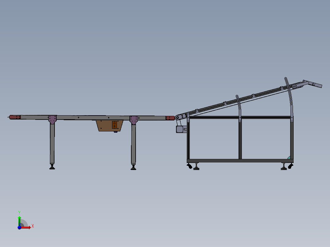 斜坡式快递输送带sw18可编辑前视图