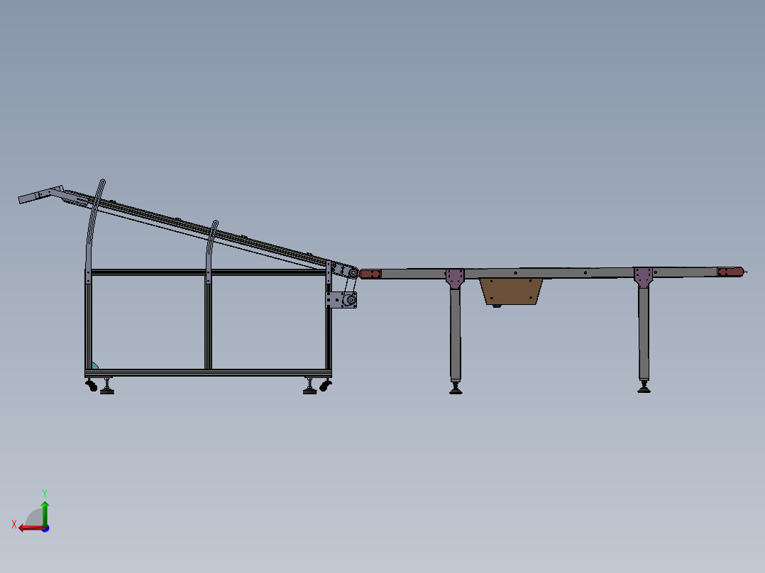 斜坡式快递输送带sw18可编辑后视图