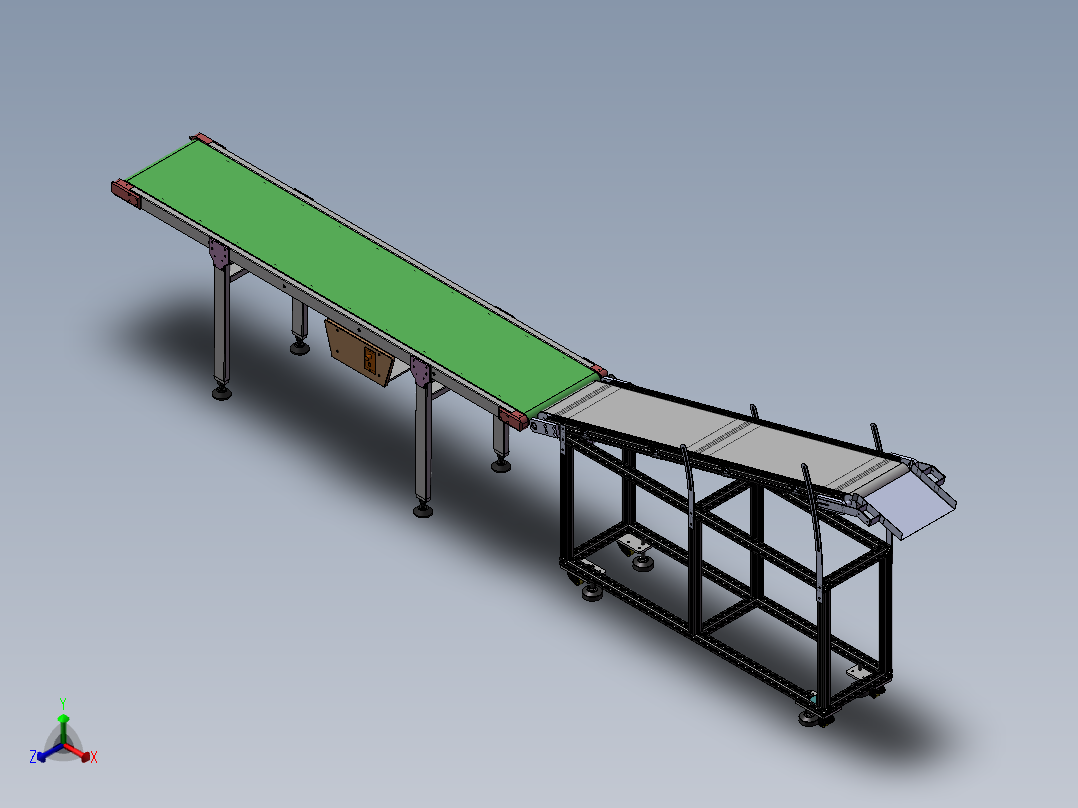 斜坡式快递输送带sw18可编辑正等轴测图