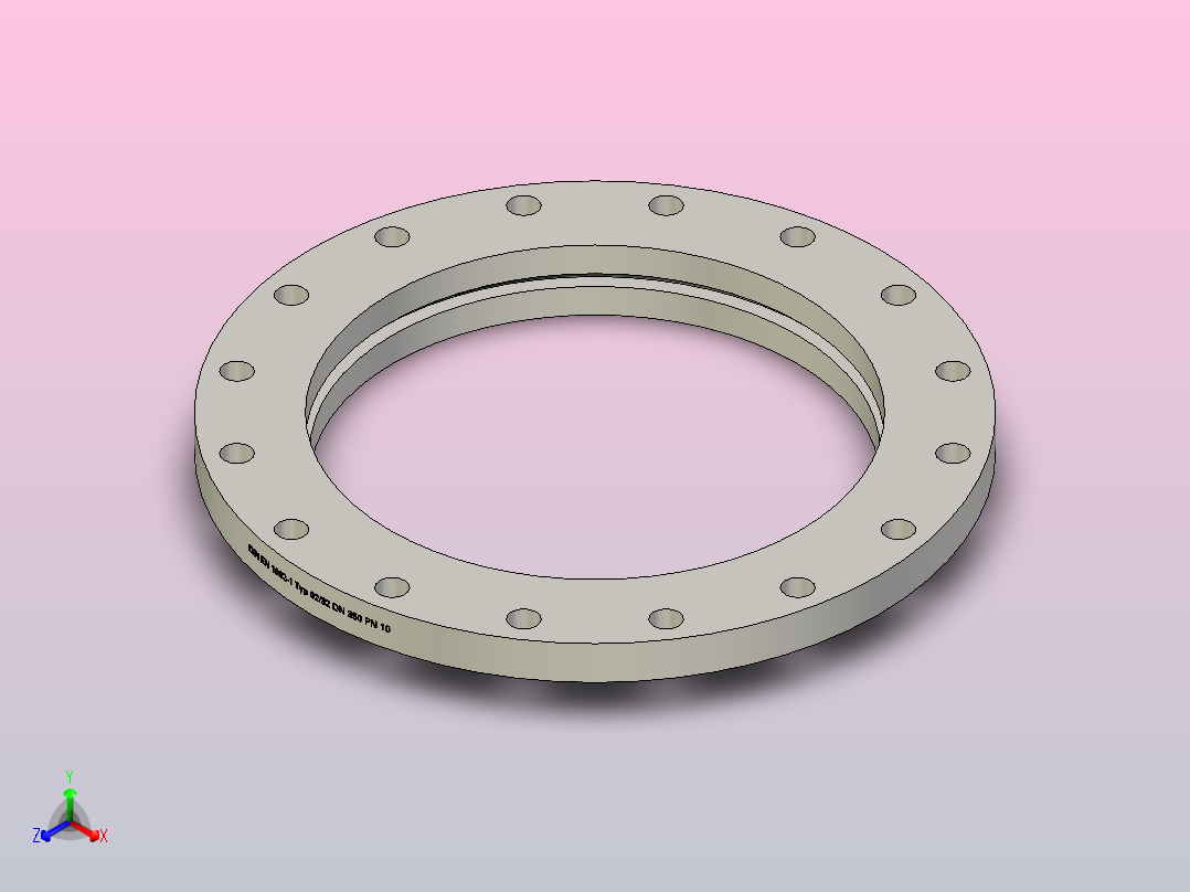 法兰，DIN EN 1092-1，标准02-32，PN 10，DN 10 - DN 500主视图