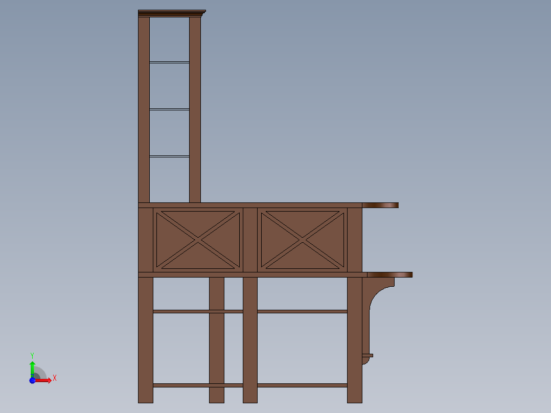 小厨房和一个接待桌前视图