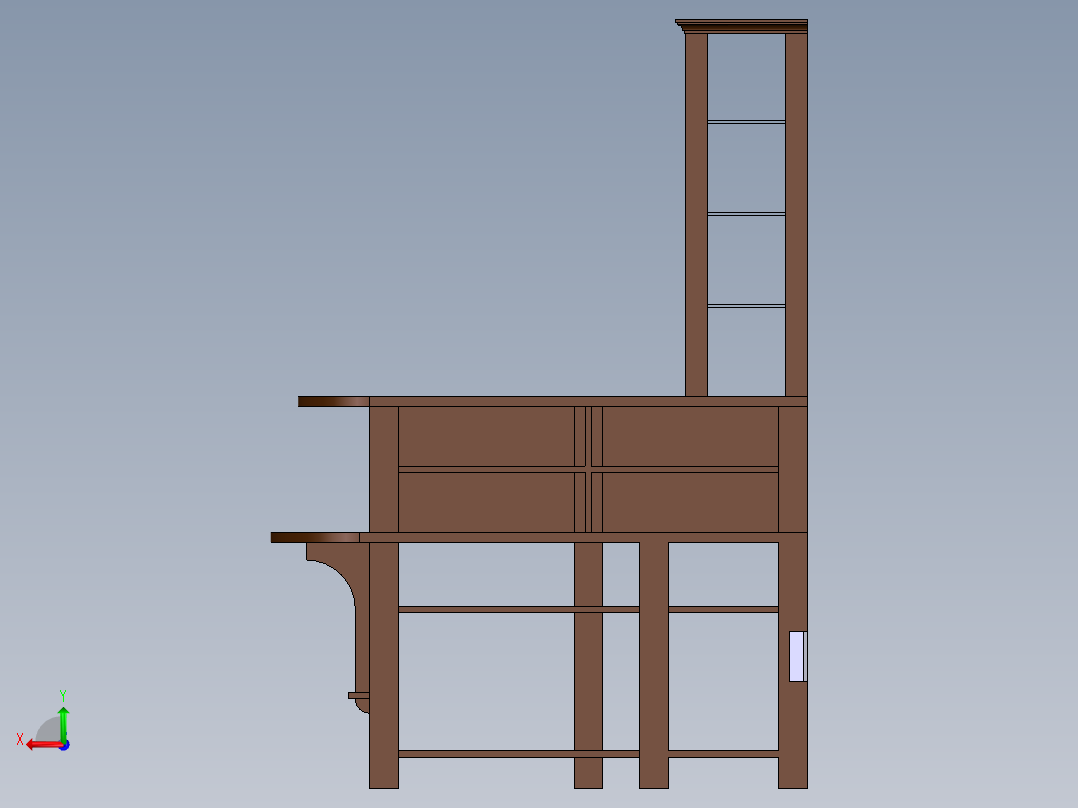 小厨房和一个接待桌后视图