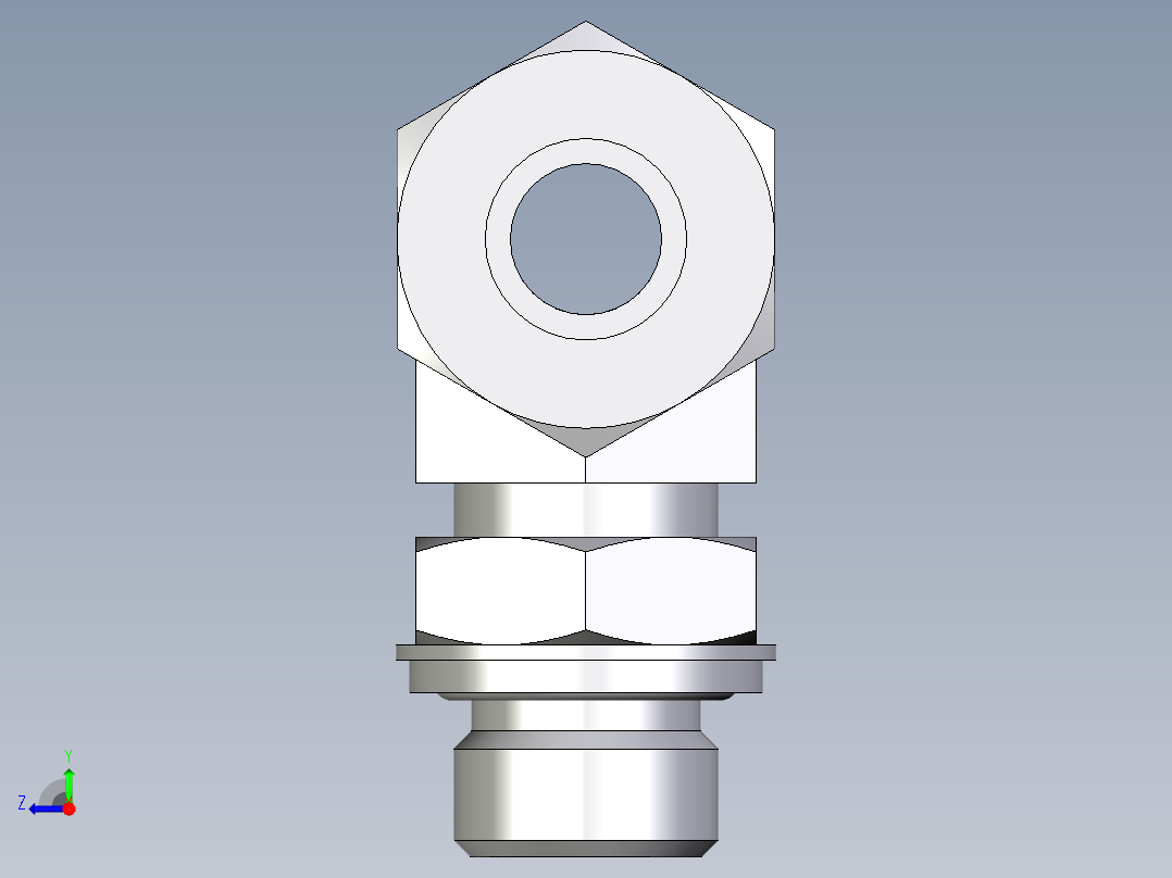 卡套式工业通用硬管接头EO_Adjustable_locknut_branch_tee_TEE16ZSRCF右视图