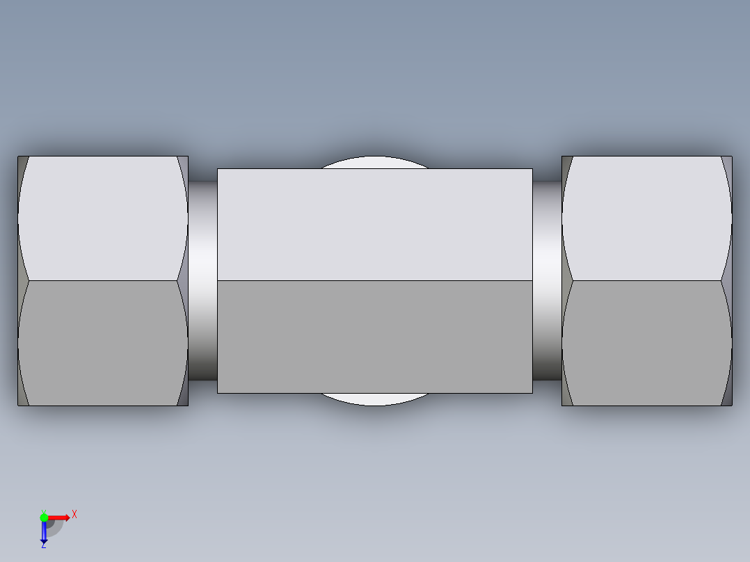 卡套式工业通用硬管接头EO_Adjustable_locknut_branch_tee_TEE16ZSRCF俯视图