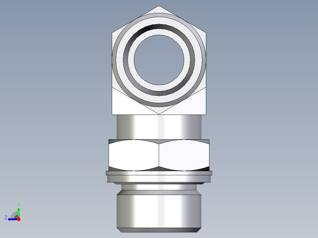 卡套式工业通用硬管接头EO_Adjustable_locknut_branch_tee_TEE20SMOMDCF右视图