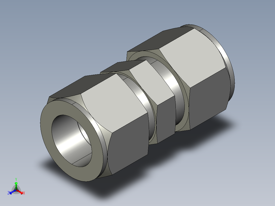 卡套式工业通用硬管接头14_hbu-s正等轴测图