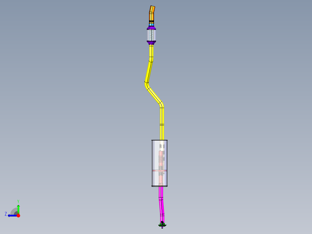 P084-汽车排气消声器设计及三维catia建模右视图