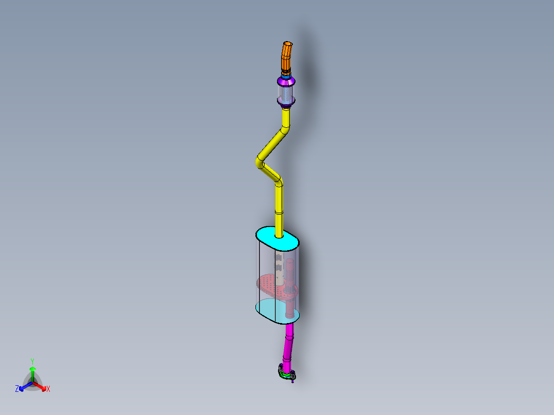 P084-汽车排气消声器设计及三维catia建模正等轴测图