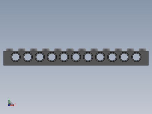 乐高机械组积木（横梁）-389501 White Technic Brick 1 x 12 with Holes前视缩略图