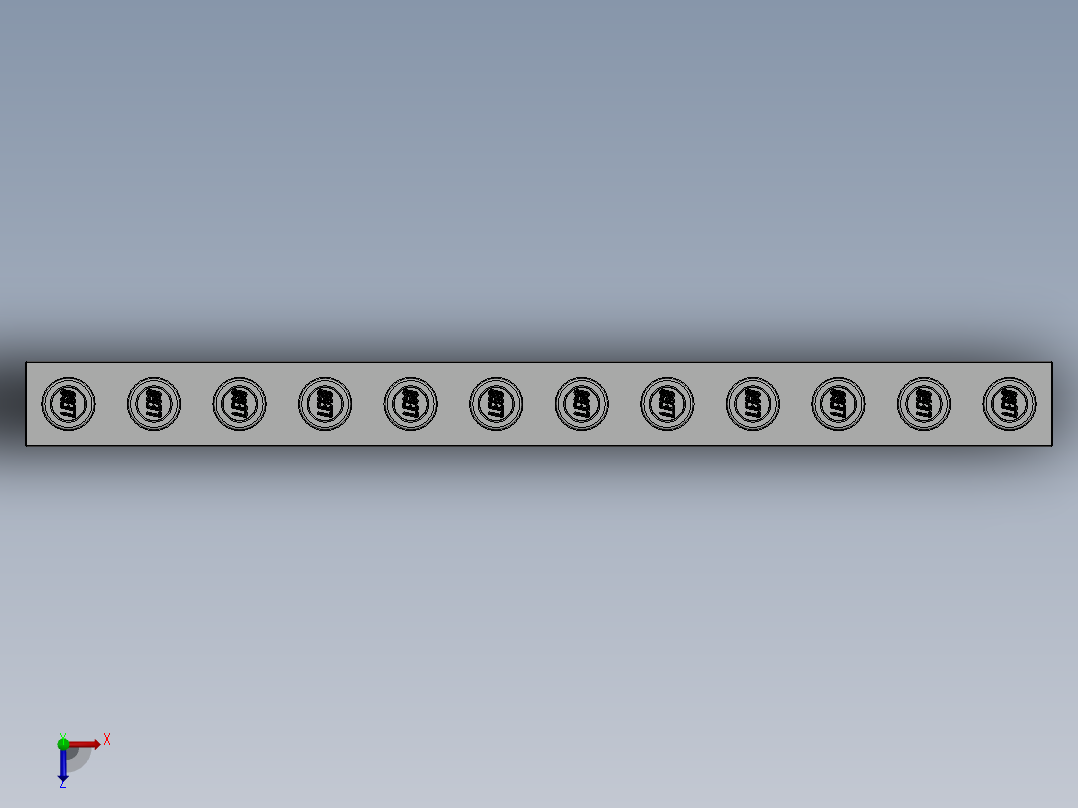 乐高机械组积木（横梁）-389501 White Technic Brick 1 x 12 with Holes俯视图