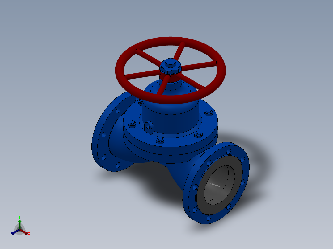 法兰隔膜阀-钢衬胶 DN25-DN200正等轴测图