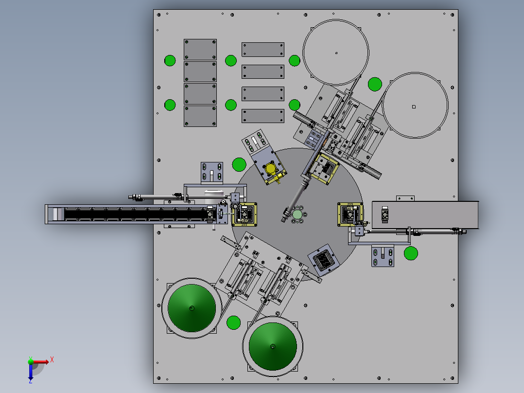 散热器装钉机、自动化小散热器组装机俯视图