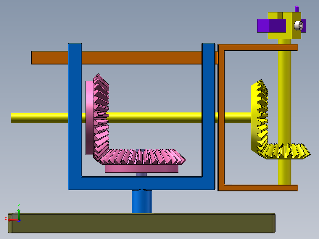 锥齿轮椭圆运动后视图