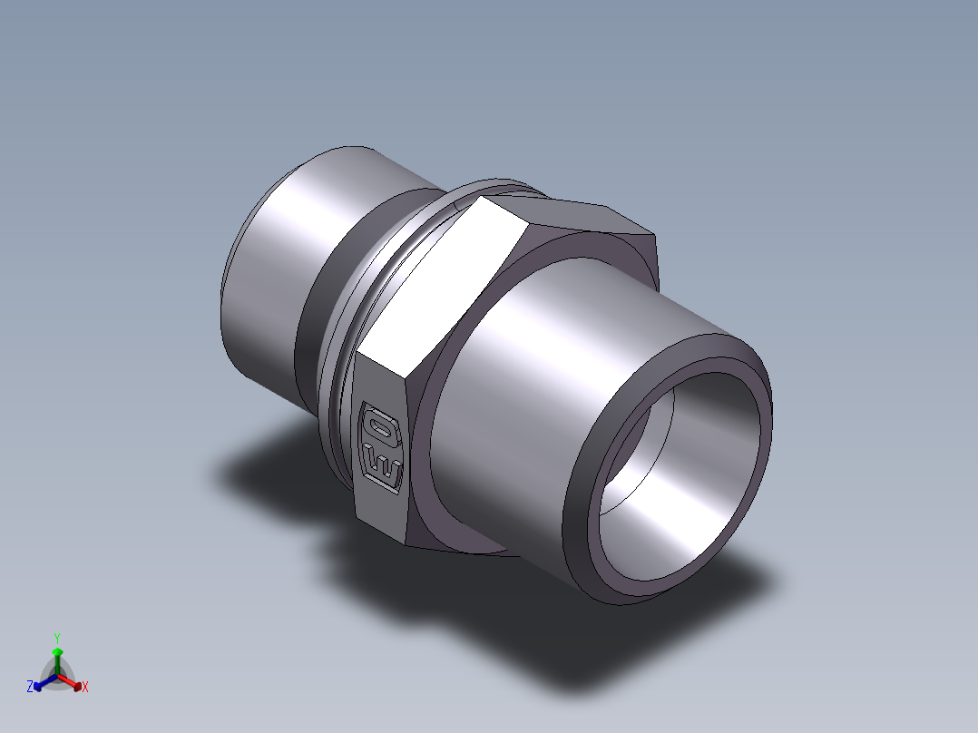 公制螺纹O圈密封、1CH-16-14正等轴测图