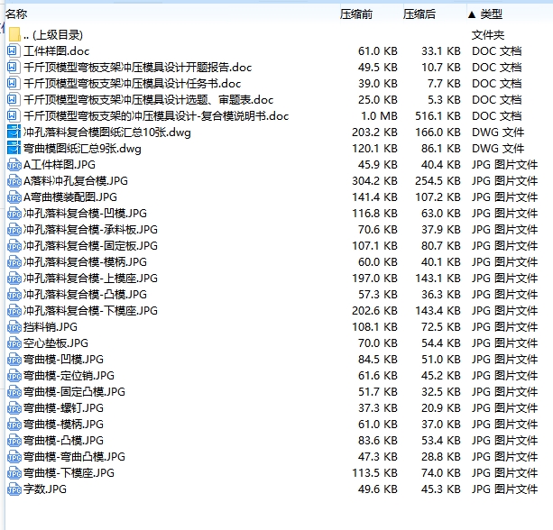 千斤顶模型Z形弯板支架的冲压模具设计-复合模含开题及19张CAD图