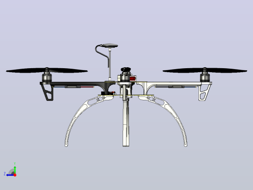 大疆DJI F450无人机框架3D图纸三维建模右视缩略图