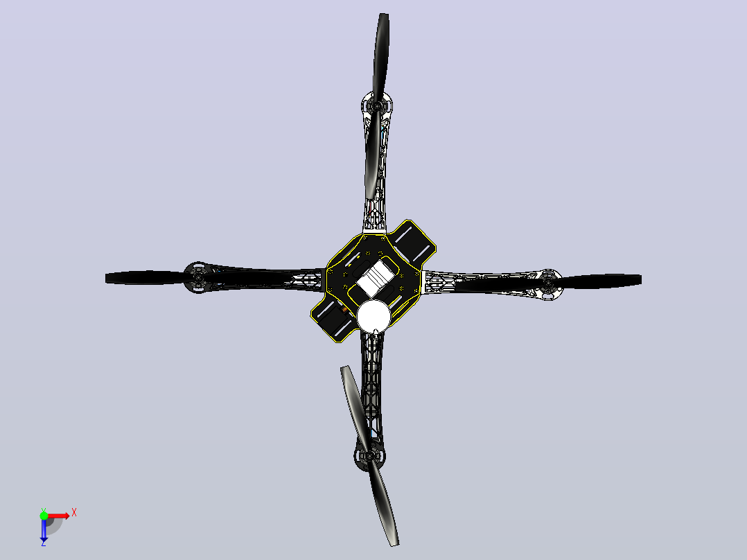 大疆DJI F450无人机框架3D图纸三维建模俯视图