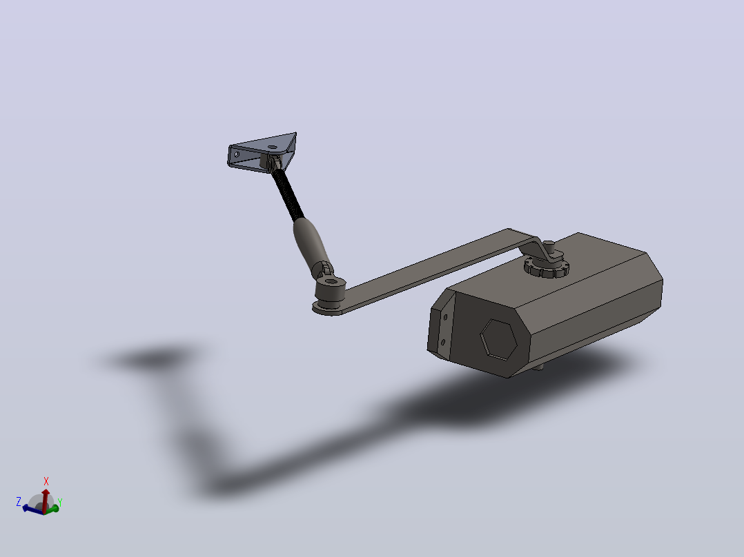 高架液压闭门器的详细3D模型主视图