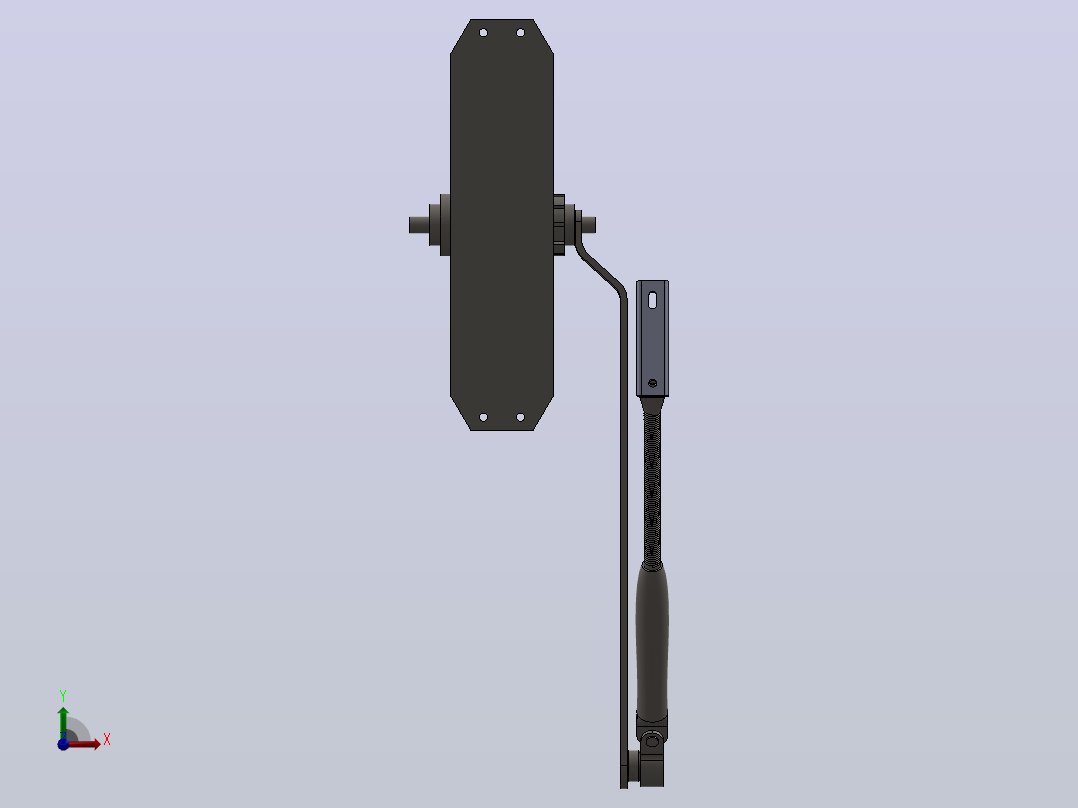 高架液压闭门器的详细3D模型前视图