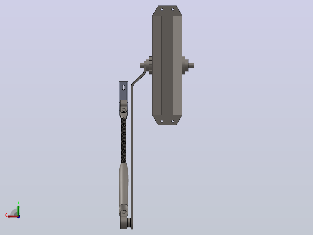 高架液压闭门器的详细3D模型后视图