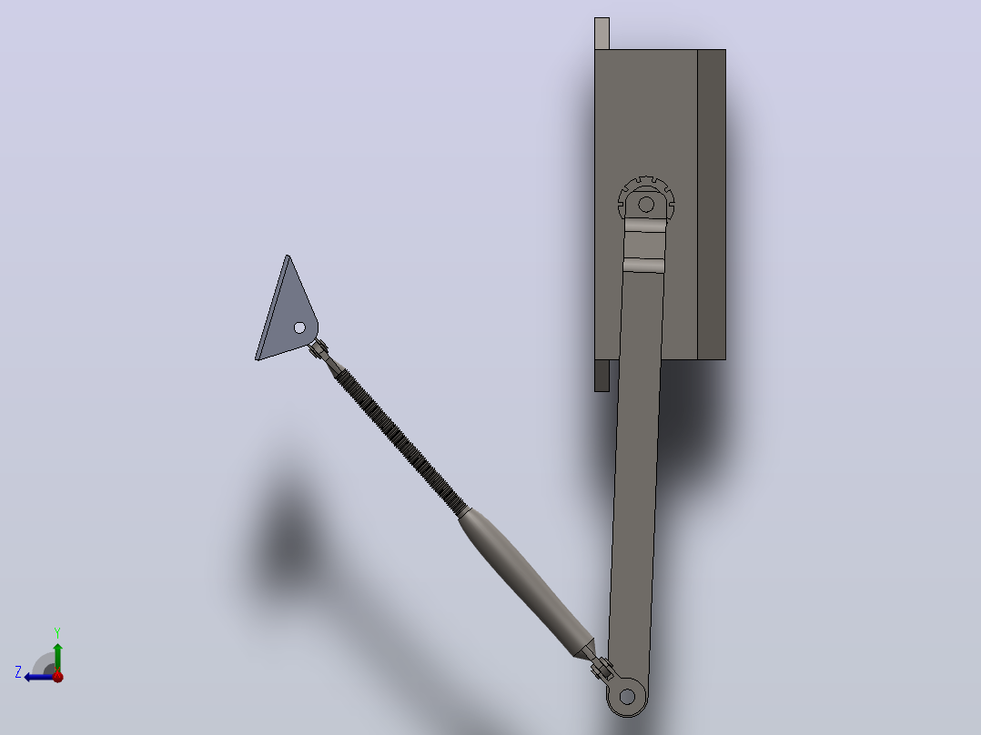 高架液压闭门器的详细3D模型右视图