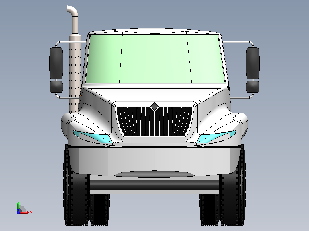 International MV™ 系列底盘驾驶室（3D 模型_CAD）前视图