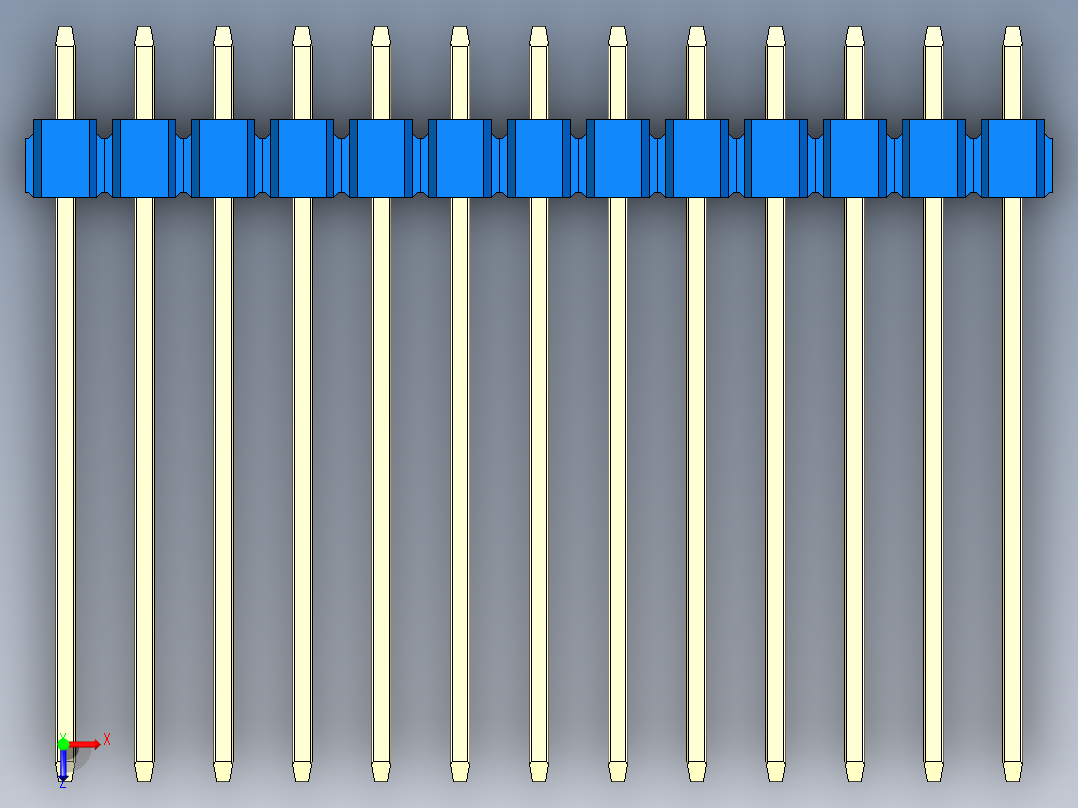 彩色公头100mil（2.54mm）系列-DS1021_blue_2x13p_100mil_Type19_rev1.0俯视图