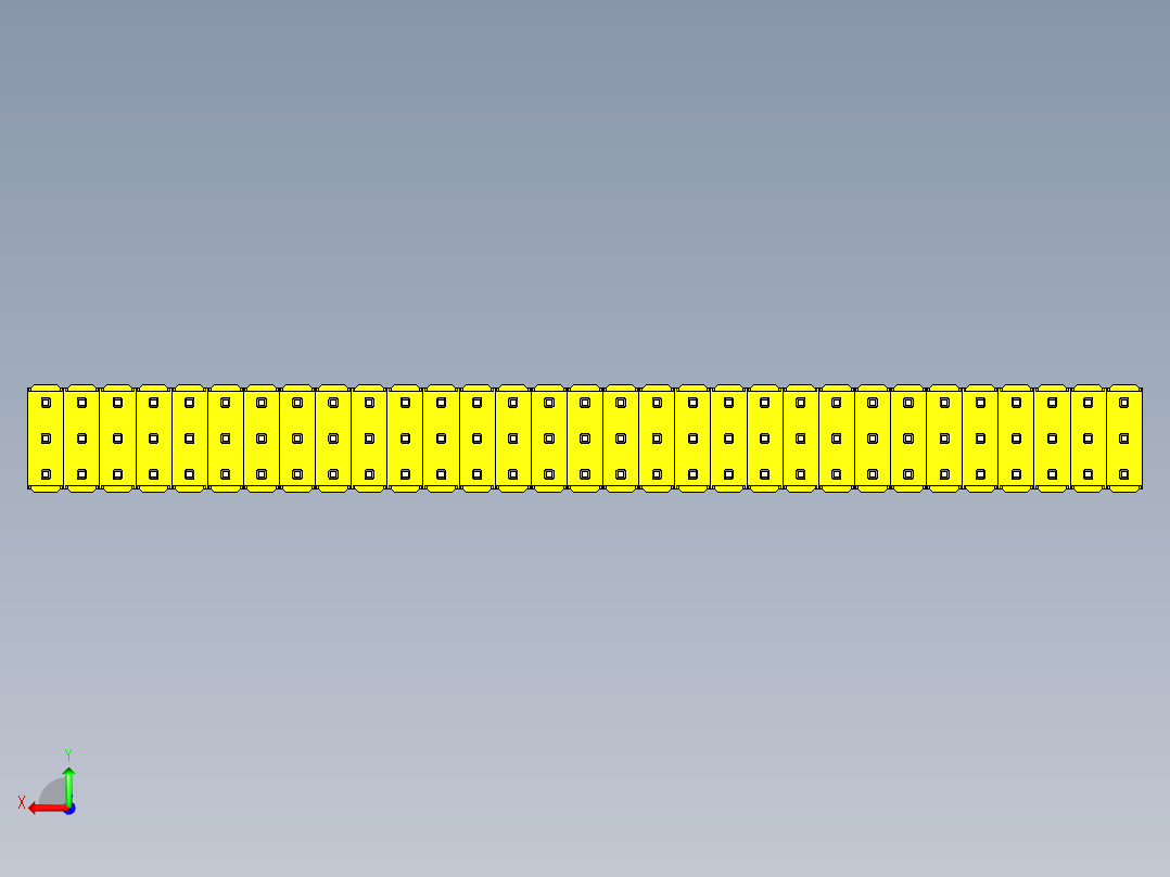 彩色公头100mil（2.54mm）系列-DS1021_yellow_3x31p_100mil_Type43_rev1.0后视图